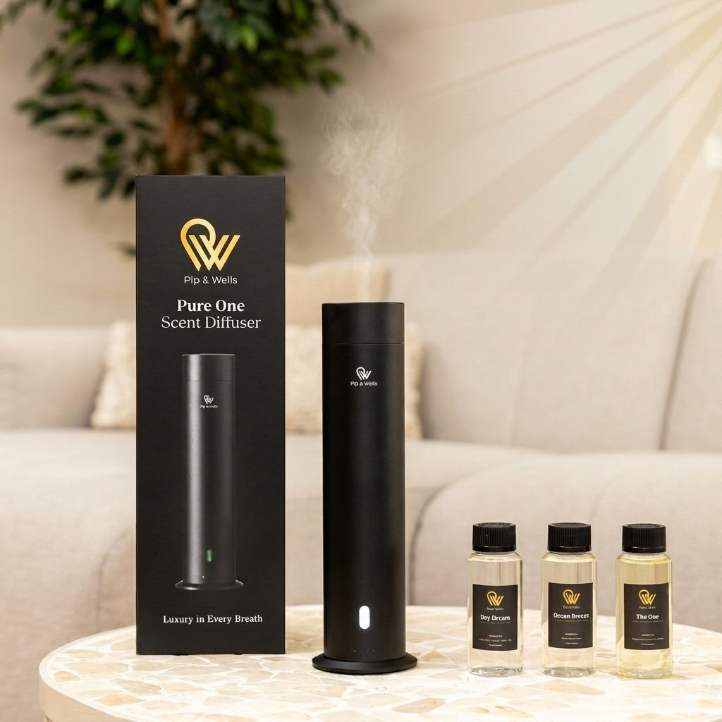 Pip & Wells Pure One aroma diffuser gift set with three fragrance oils
